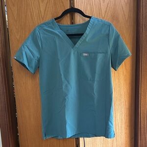 Figs Aqua V-Neck Scrub Top